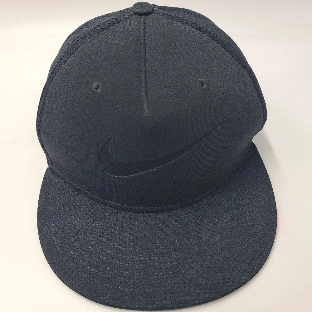 Youth Nike Hat Snapback Mesh Black Swoosh Logo Nike True S1ZE Baseball *READ*